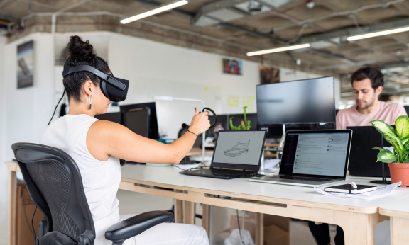 Researcher using VR technology