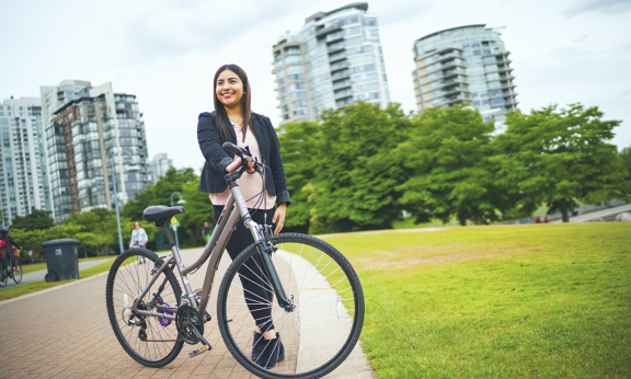 A photo of Paula Mendoza with a bike