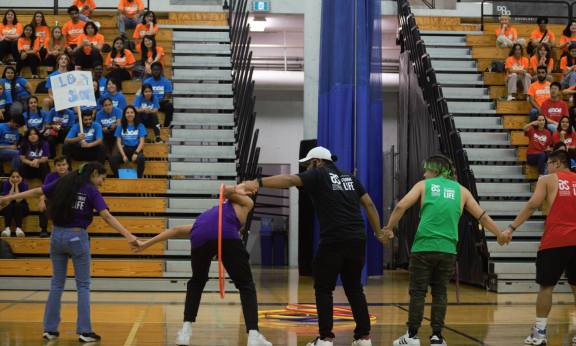 Students playing mass games