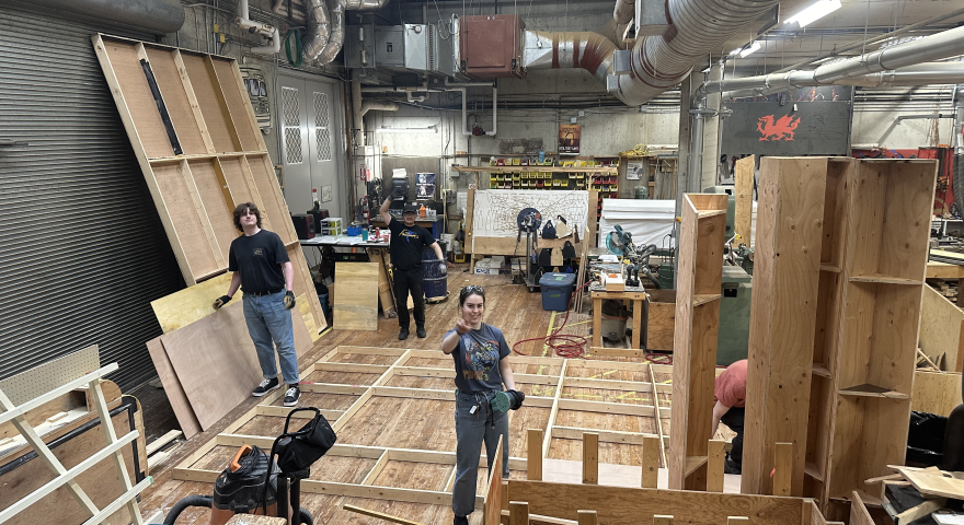 People working in a carpentry shop