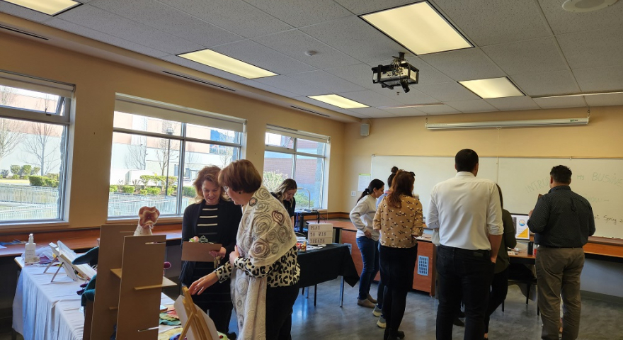 Douglas College self-employment event attendees mingling
