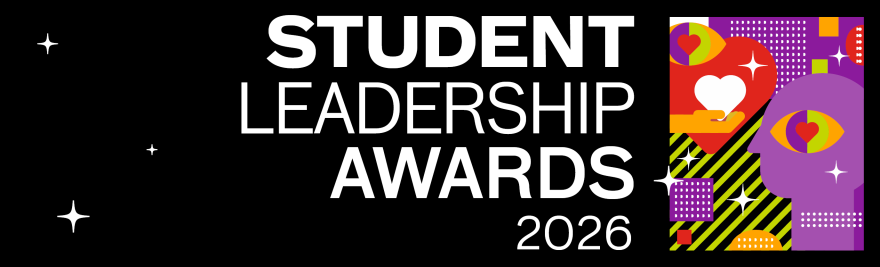 Student Leadership Awards 2026 banner with black background and white text