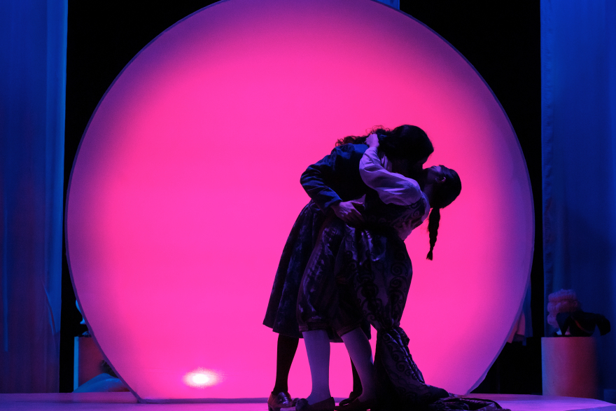 Shadow image of two people embracing