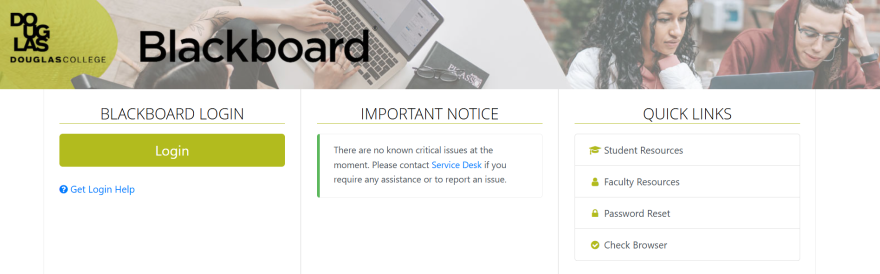 A screenshot of the Blackboard platform