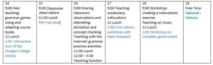 Immersion Program Schedule for Educators