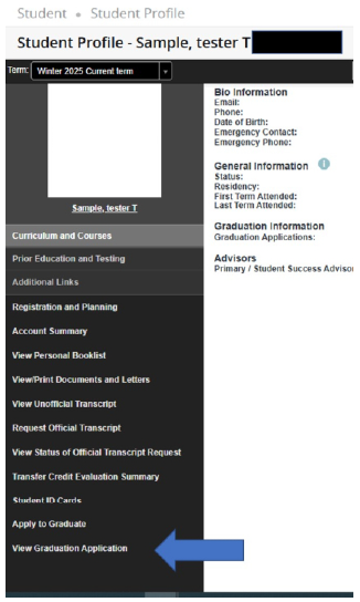 View Application to Graduate picture in Self Service