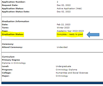 myAccount Grad Application Status