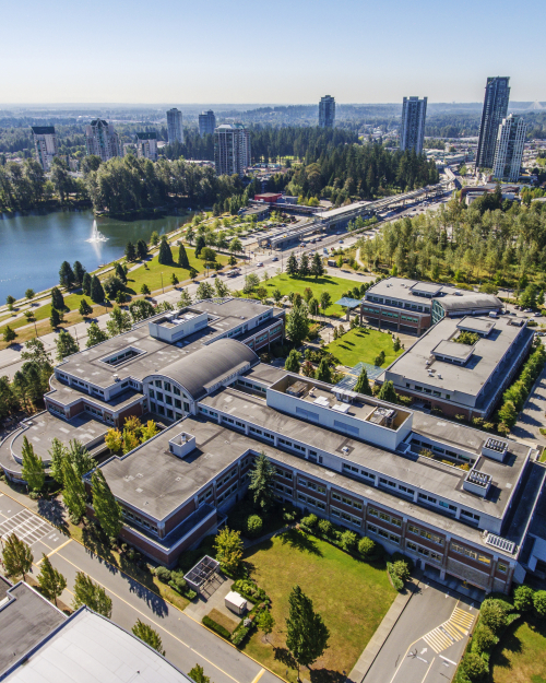 An aerial view of the Coquitlam campus