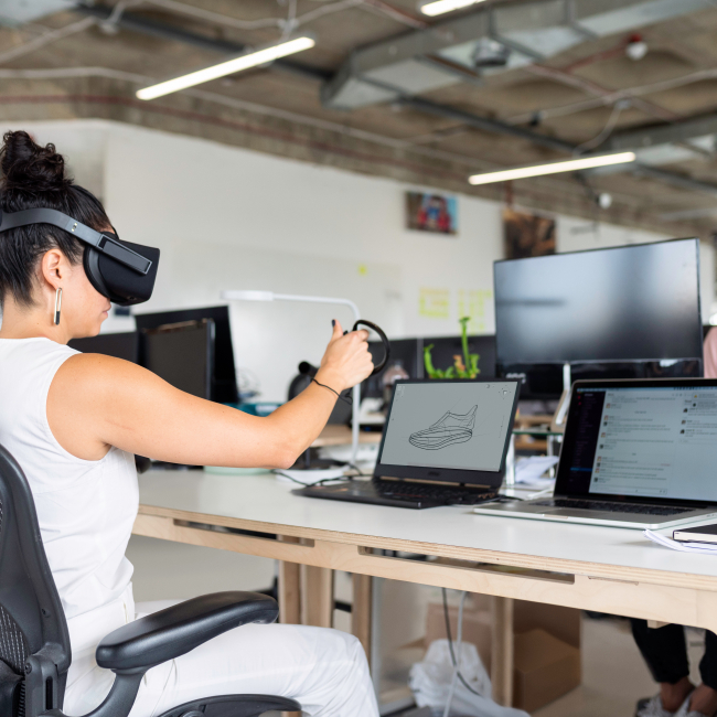 Researcher using VR technology