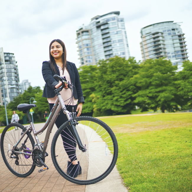 A photo of Paula Mendoza with a bike